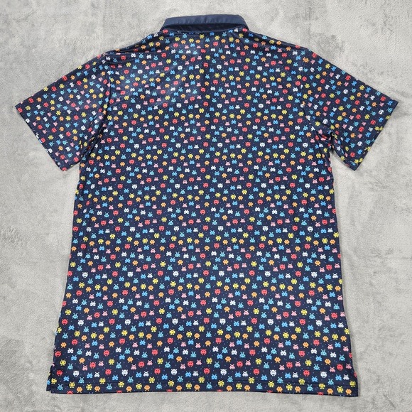 Pins & Aces Polo‎ Shirt Mens Large Space Invaders Golf Retro Gamer - Picture 2 of 11